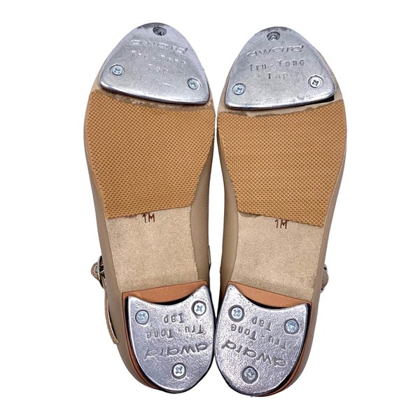 Award Mary Jane Tap Dancing Shoes Tan Girls Size 1 M New with Defects 686T - Picture 6 of 8